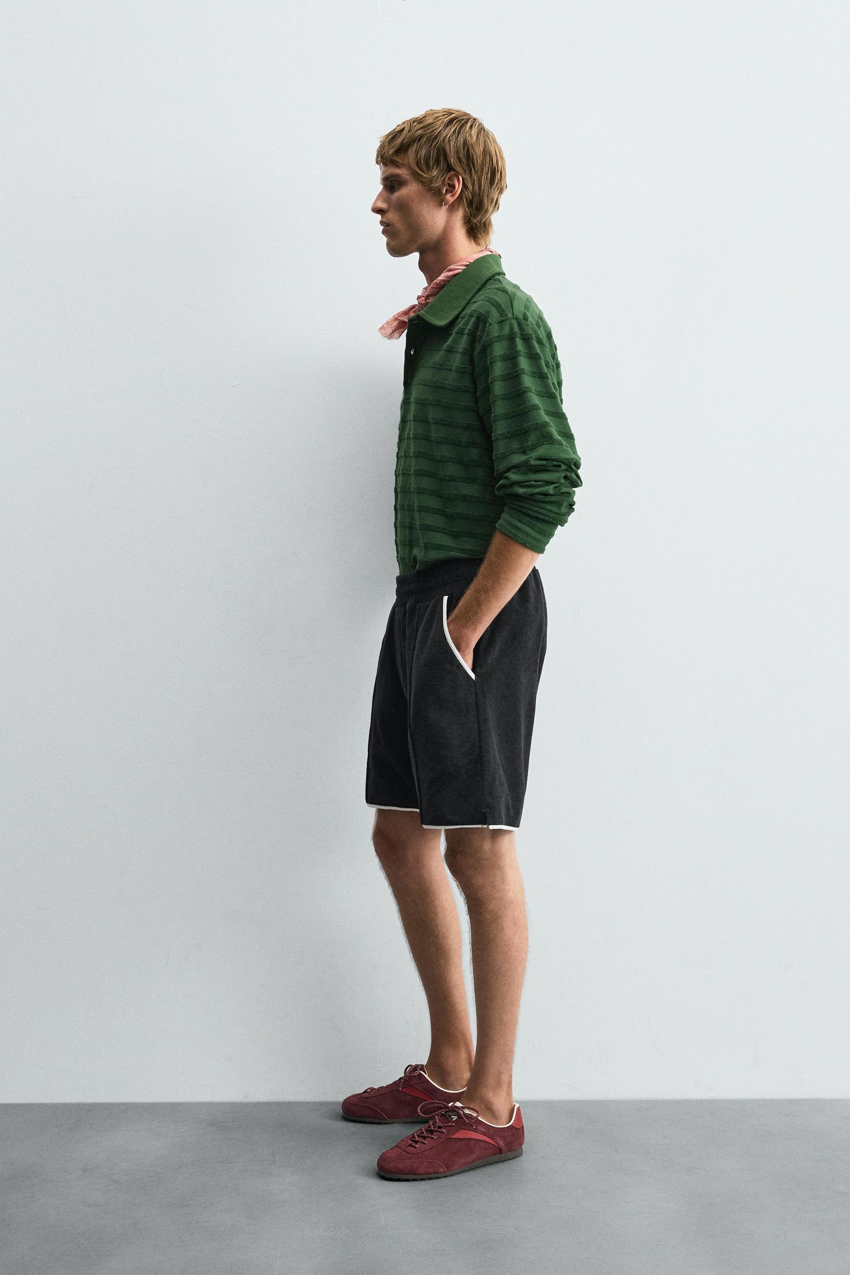 JACQUARD STRIPED TERRY POLO SHIRT Product Image