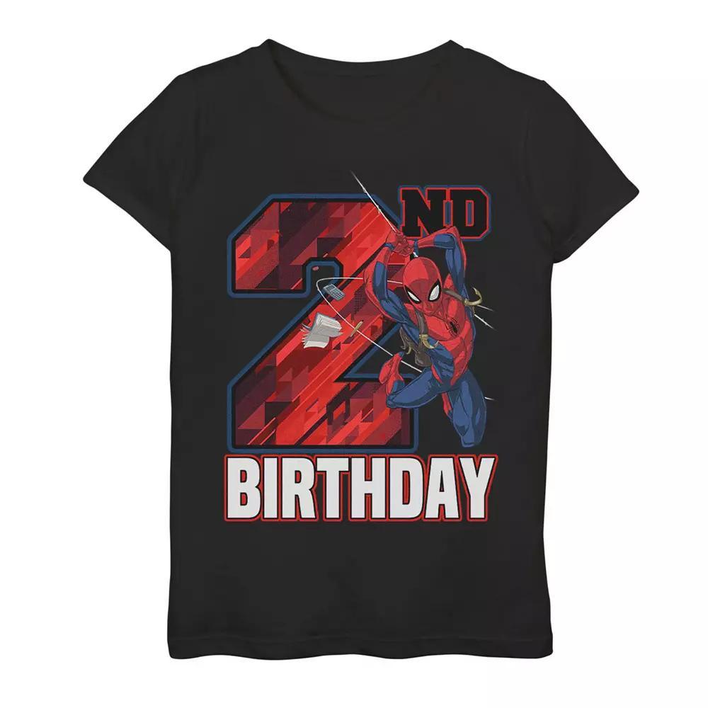 Girls 7-16 Marvel Spider-Man Web Swing 2nd Birthday Graphic Tee, Girl's, Size: XL, Black Product Image