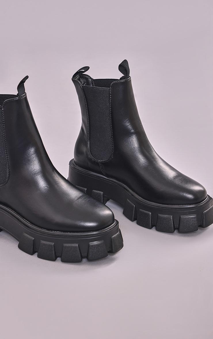 Black Chunky Extreme Cleated Chelsea Ankle Boots Product Image