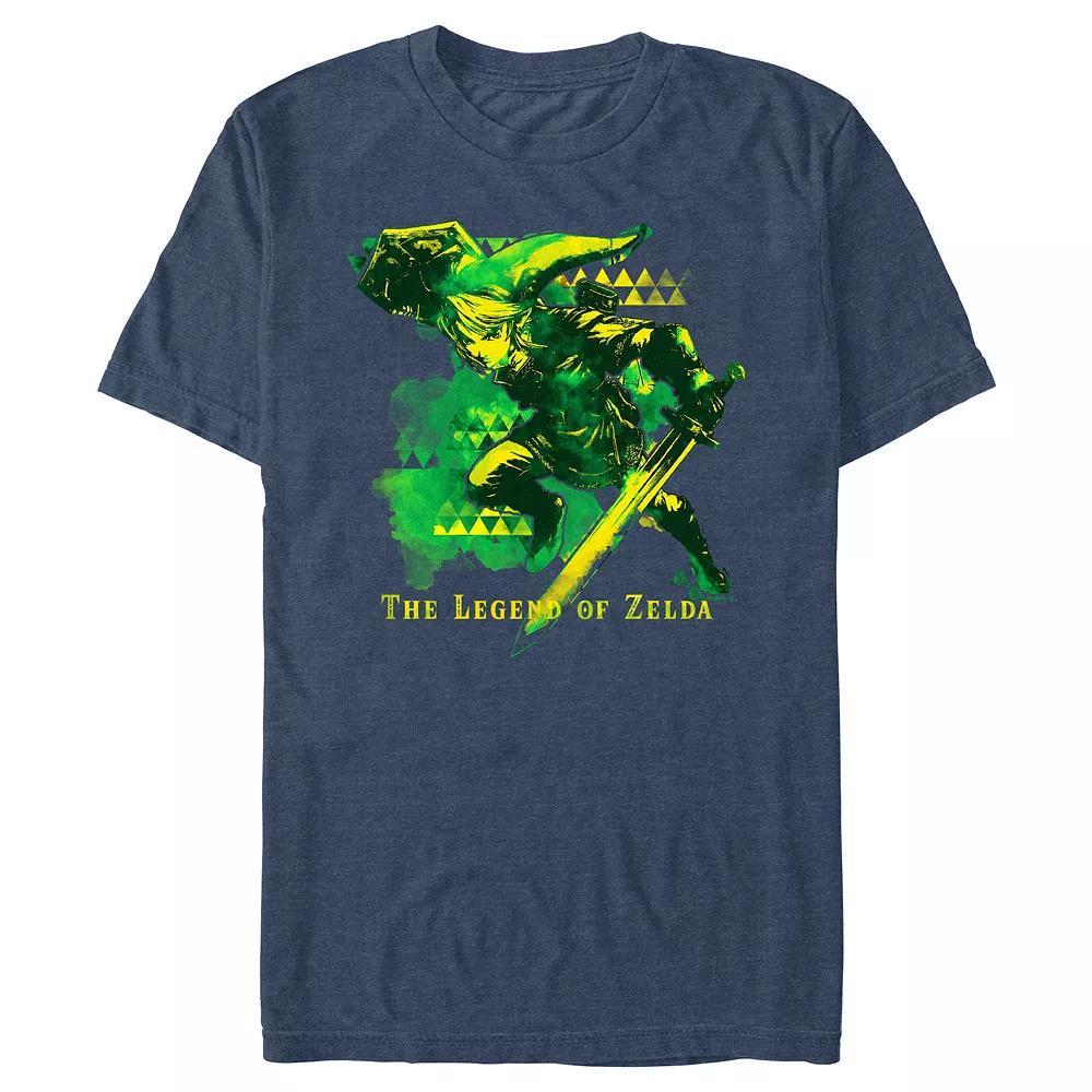 Men's The Legend Of Zelda Action Link Poster Graphic Tee, Size: Large, Navy Grey Product Image