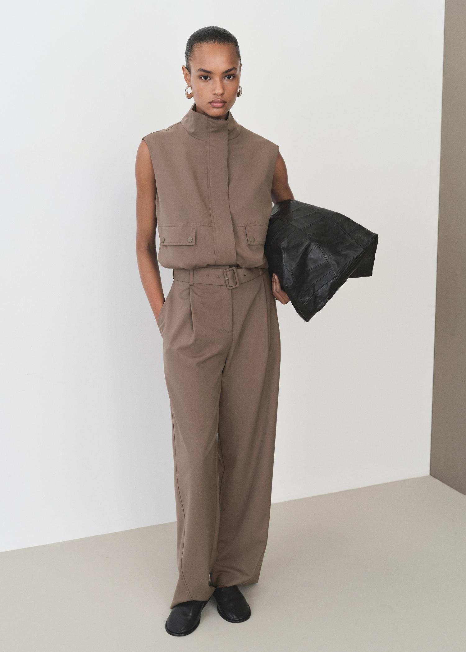 Belt straight-fit pants - Women | MANGO USA Product Image