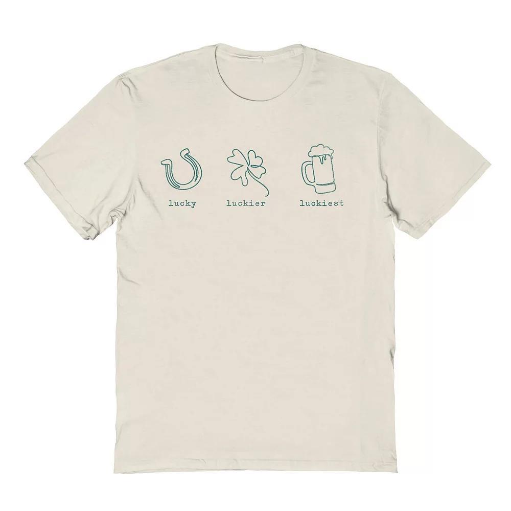 Men's Lucky Luckier Luckiest St. Patrick's Day Graphic Tee, Size: Large, Natural Product Image
