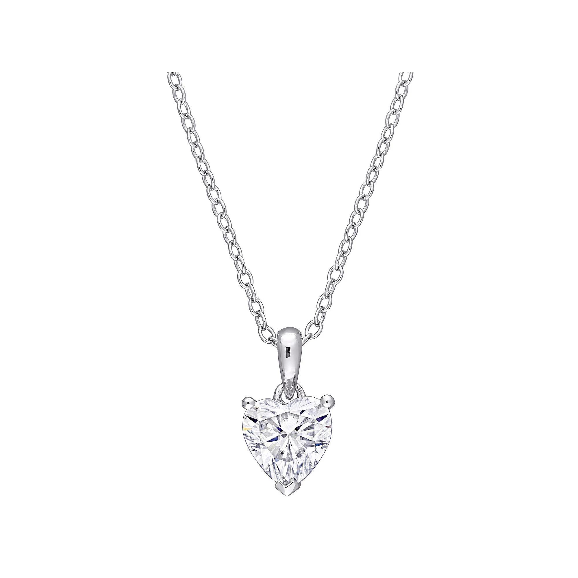 Stella Grace Sterling Silver Lab-Created Moissanite Solitaire Pendant Necklace, Women's, Size: 18" Product Image