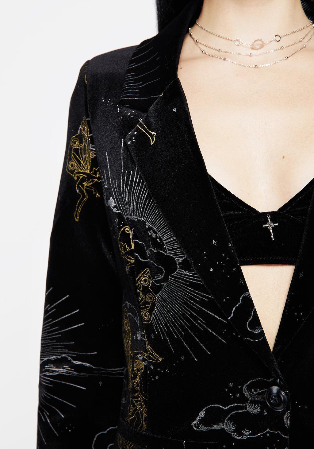Adelina Foil Print Velour Blazer Product Image