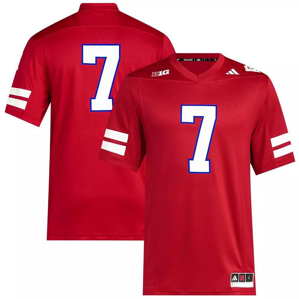 Men's adidas #7 Scarlet Nebraska Huskers Memorial Stadium 100th Anniversary Premier Football Jersey, Size: Small, Red Product Image