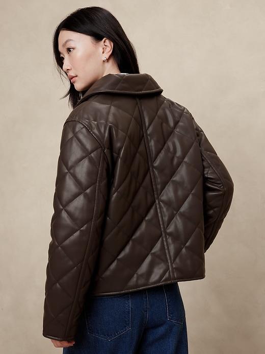 Vegan Leather Quilted Jacket Product Image