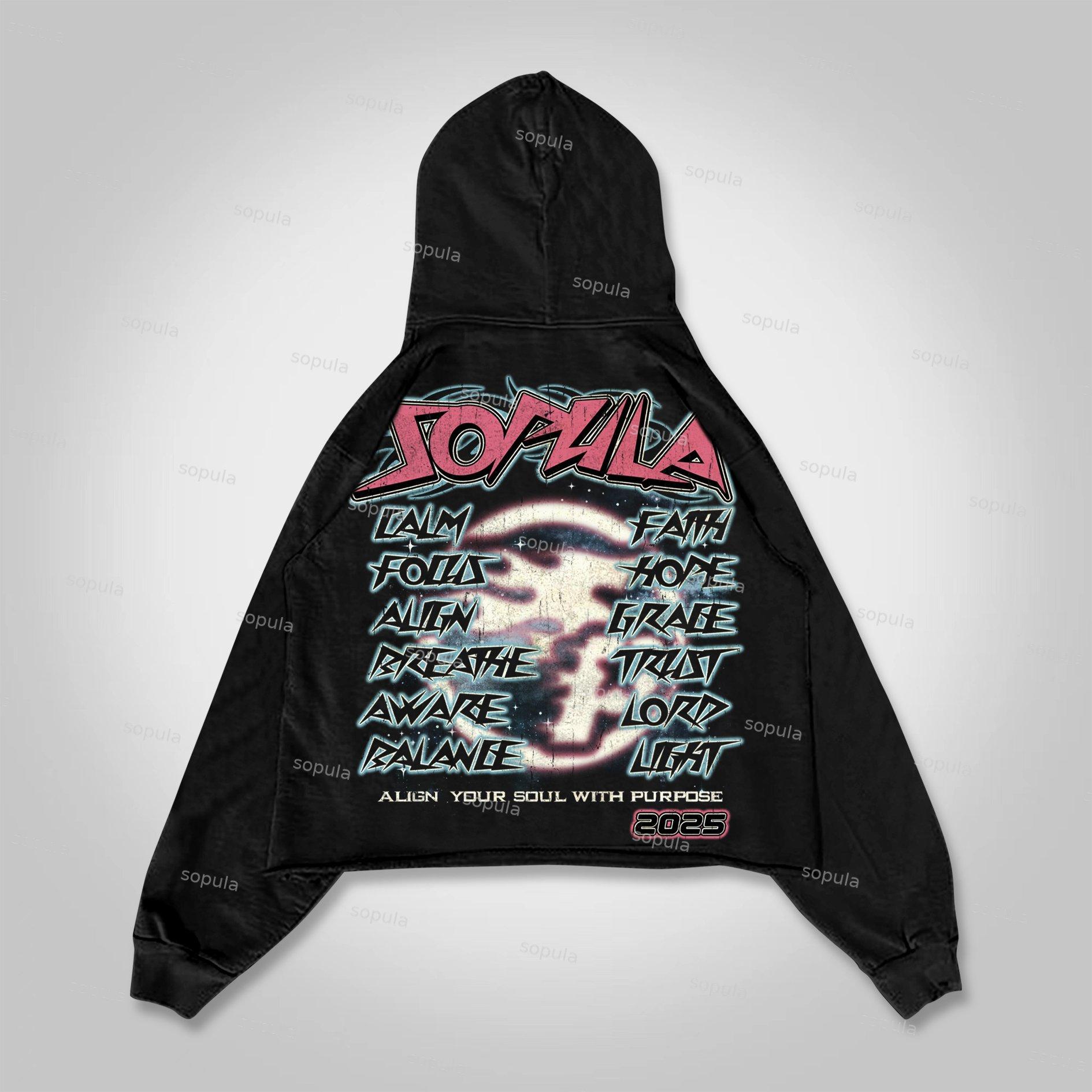 Sopula 2025 Meditation And Faith Vintage Graphics Crop Hoodie Product Image