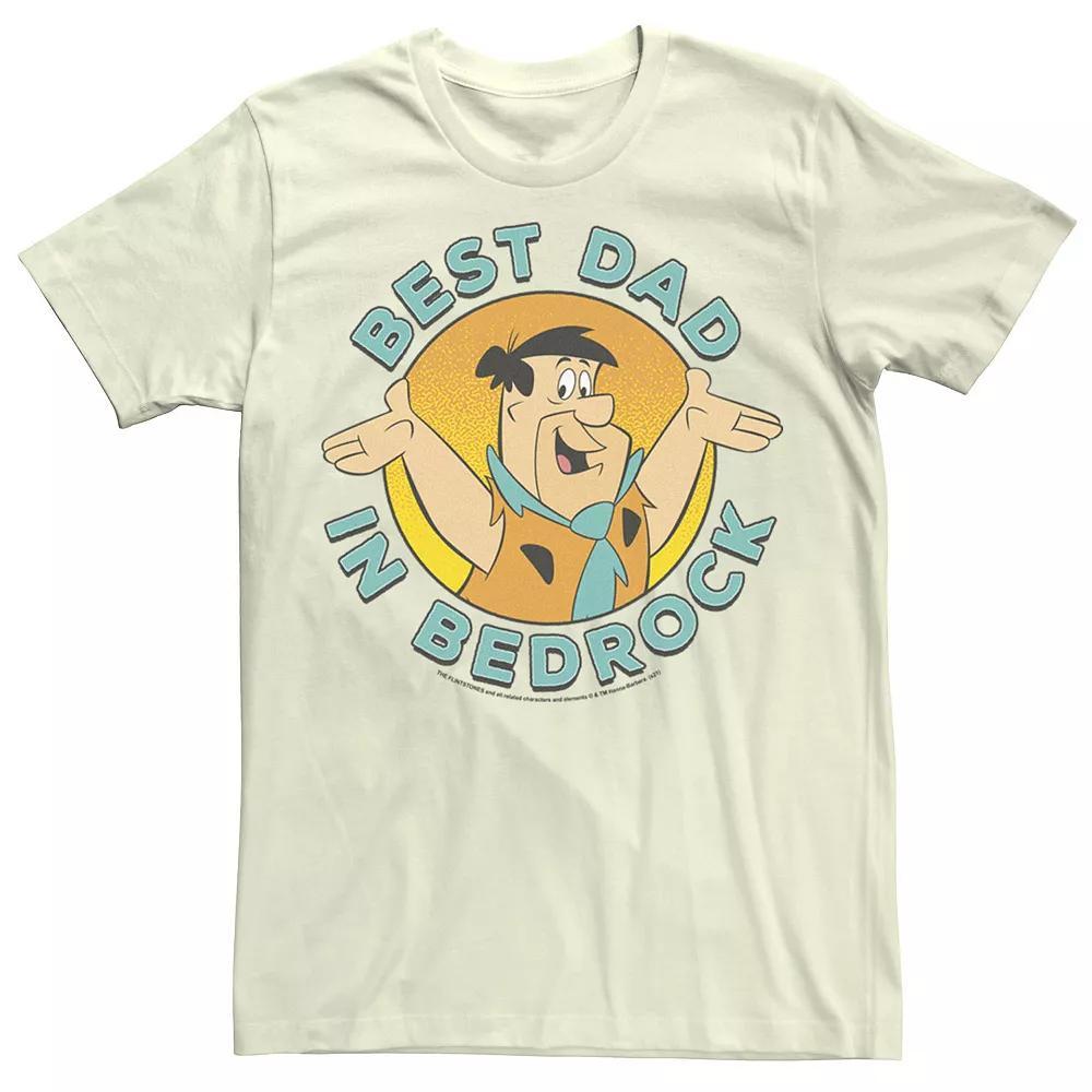 Men's The Flintstones Fred Circle Smile Best Dad In Bedrock Tee, Size: Medium, Natural Product Image