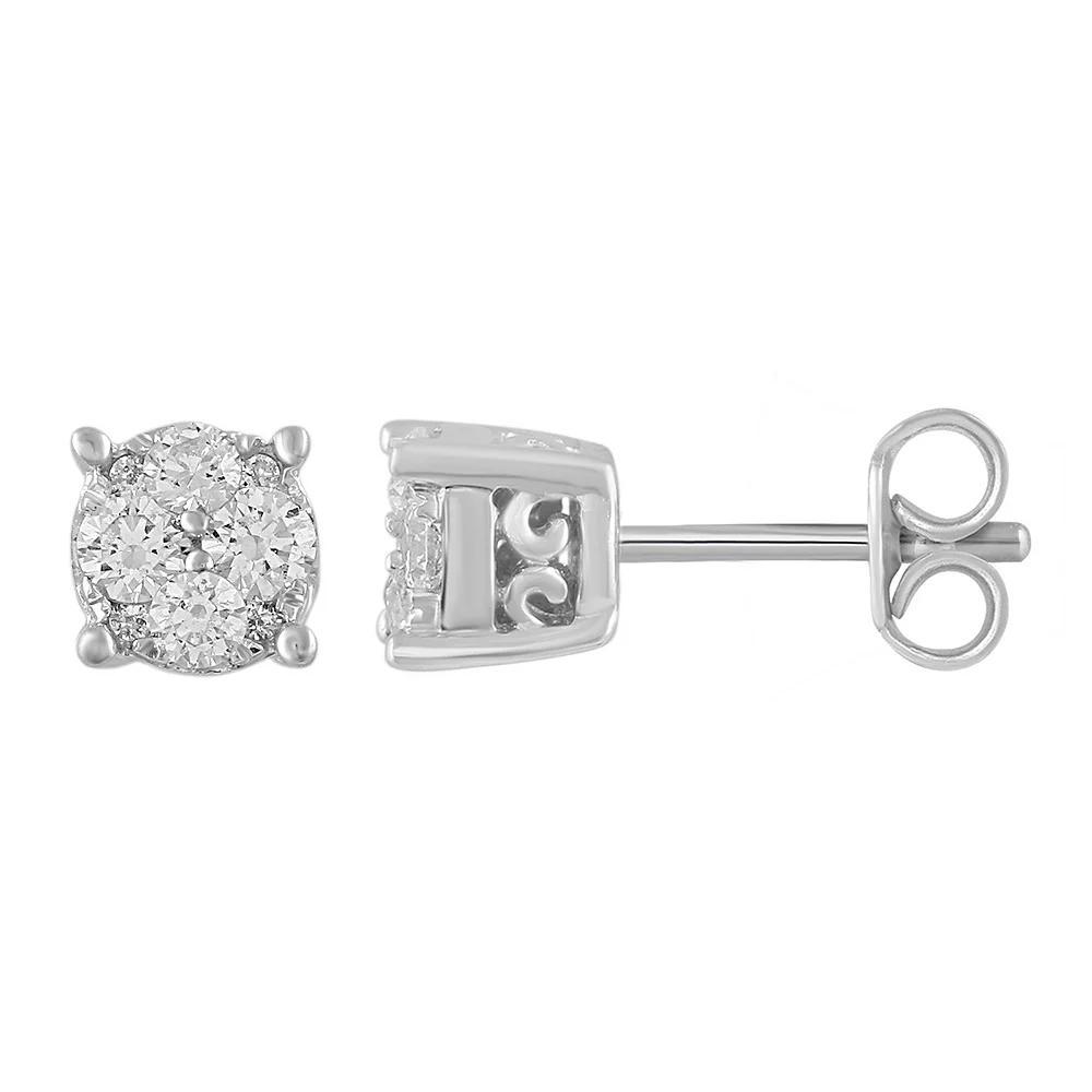 Royal Aura Sterling Silver 1/4 Carat T.W. Diamond Cluster Stud Earrings, Women's Product Image