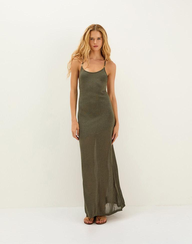 Knit Daphne Long Dress - Evergreen Product Image