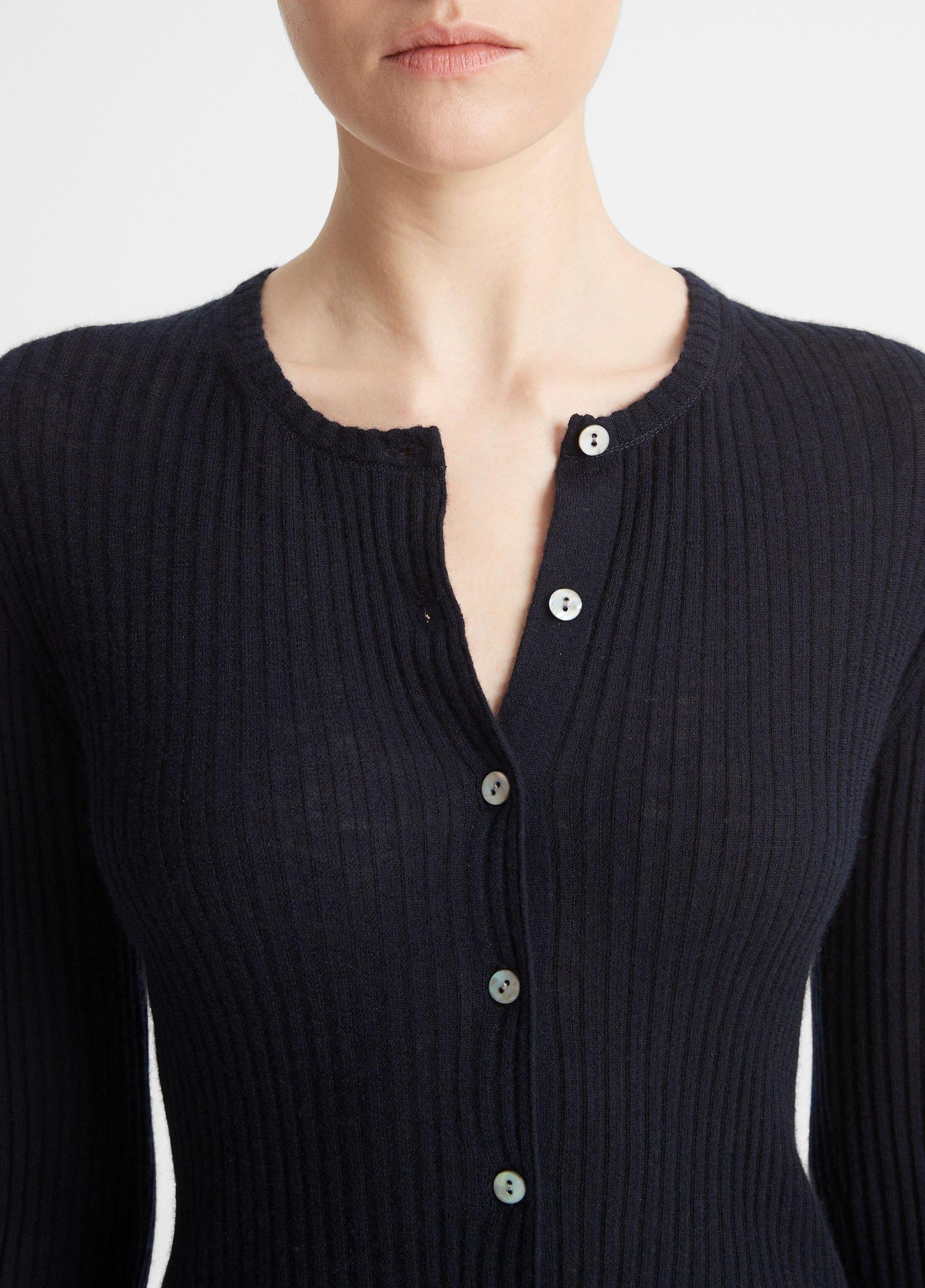 Womens Cashmere-Silk Ribbed Cardigan, Coastal Blue, Size M Vince Product Image