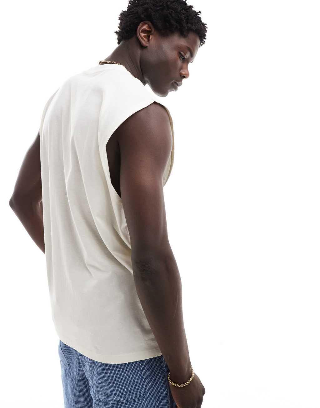 ASOS DESIGN oversized T-shirt in off-white with floral chest print Product Image