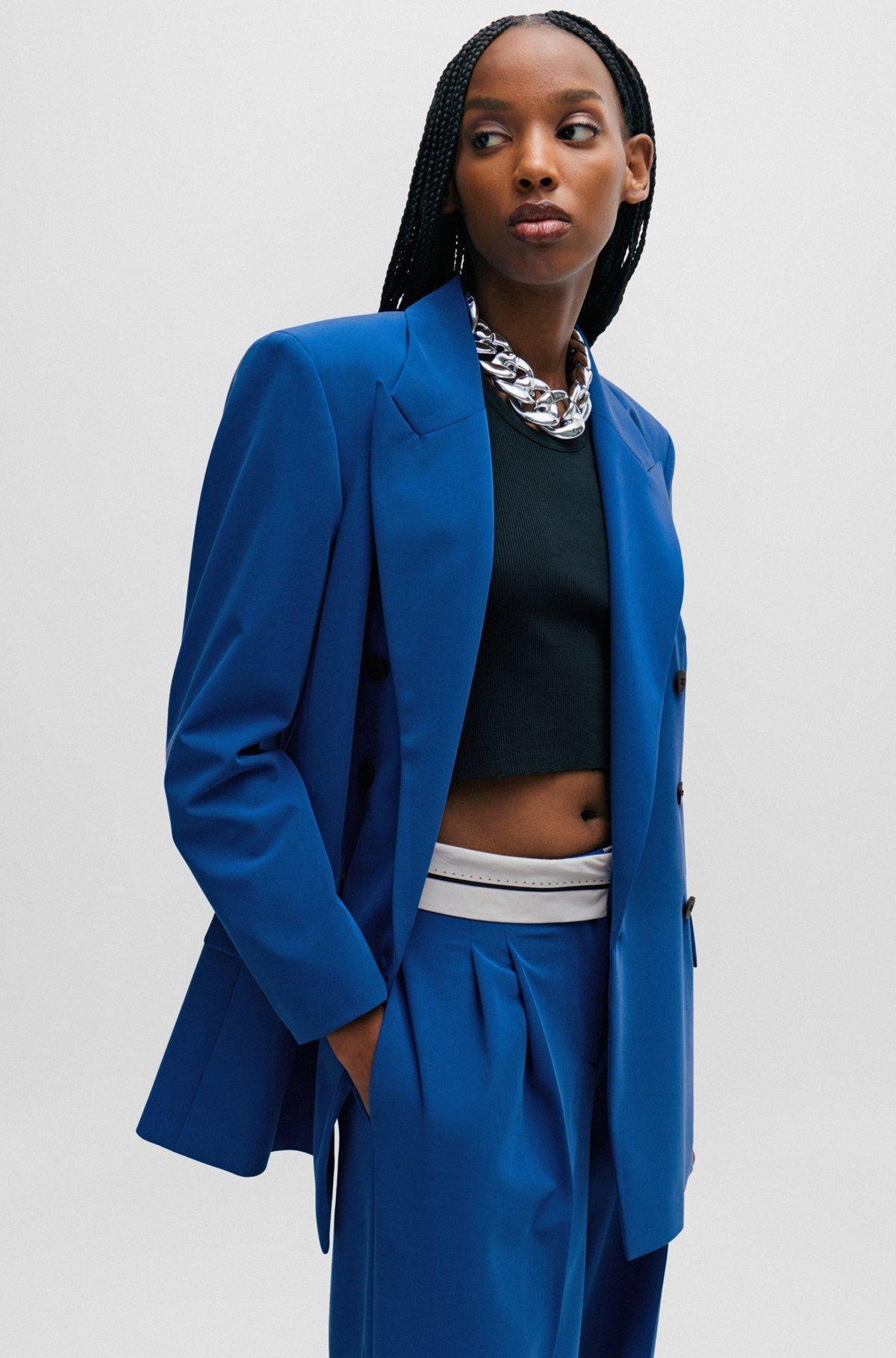 Relaxed-fit double-breasted jacket in stretch fabric Product Image