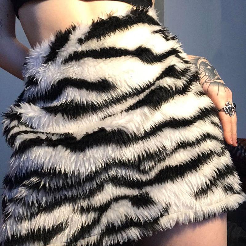 High Rise Zebra Print Mini Pencil Skirt Product Image