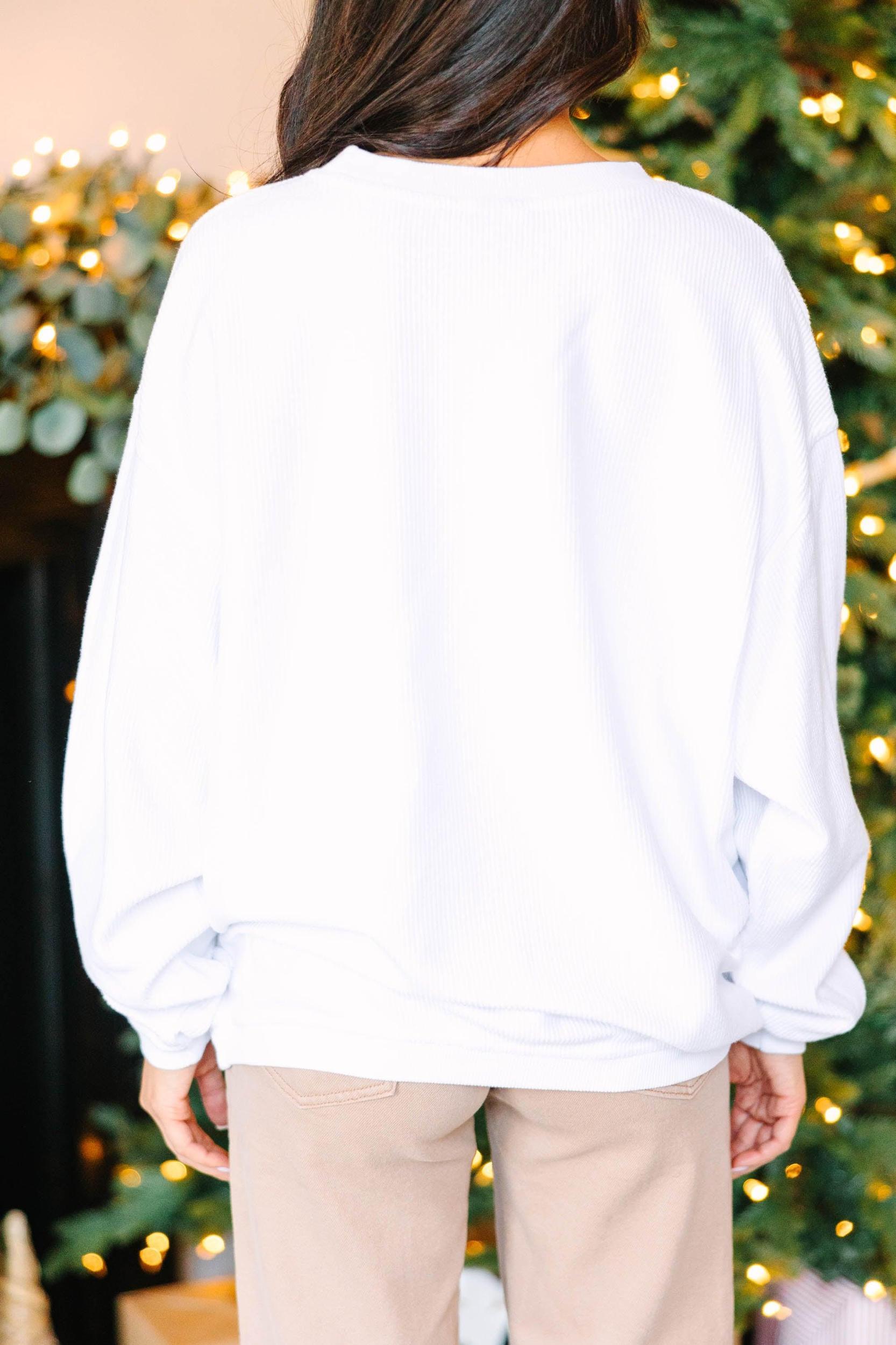 Holiday Cheer White Graphic Corded Sweatshirt Female Product Image