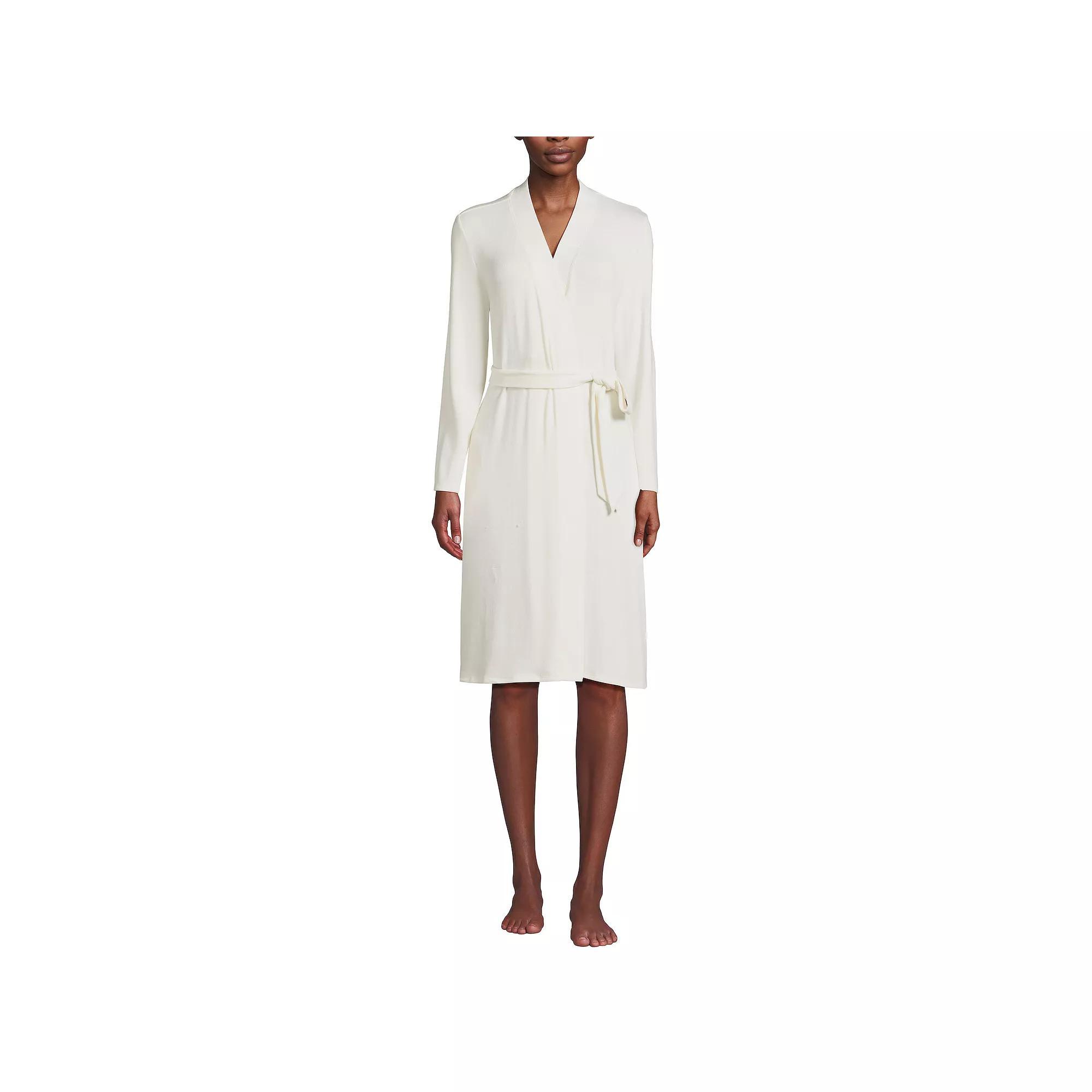 Women's Lands' End Cozy Faux Cashmere Robe, Size: Large, Ivory Product Image