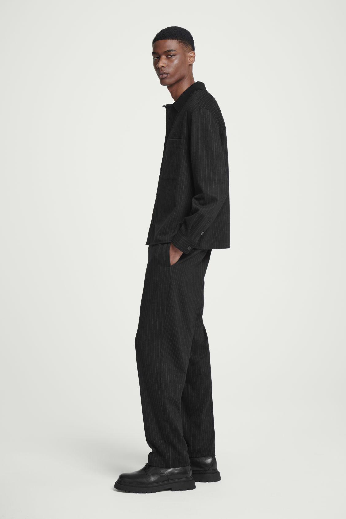 RELAXED PINSTRIPED WOOL-BLEND JERSEY SHIRT Product Image