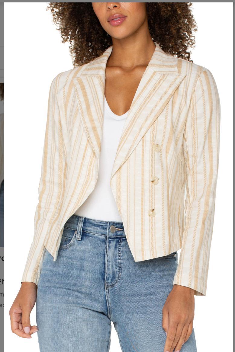 Open Front Blazer- Hazelnut Cream Stripe Product Image