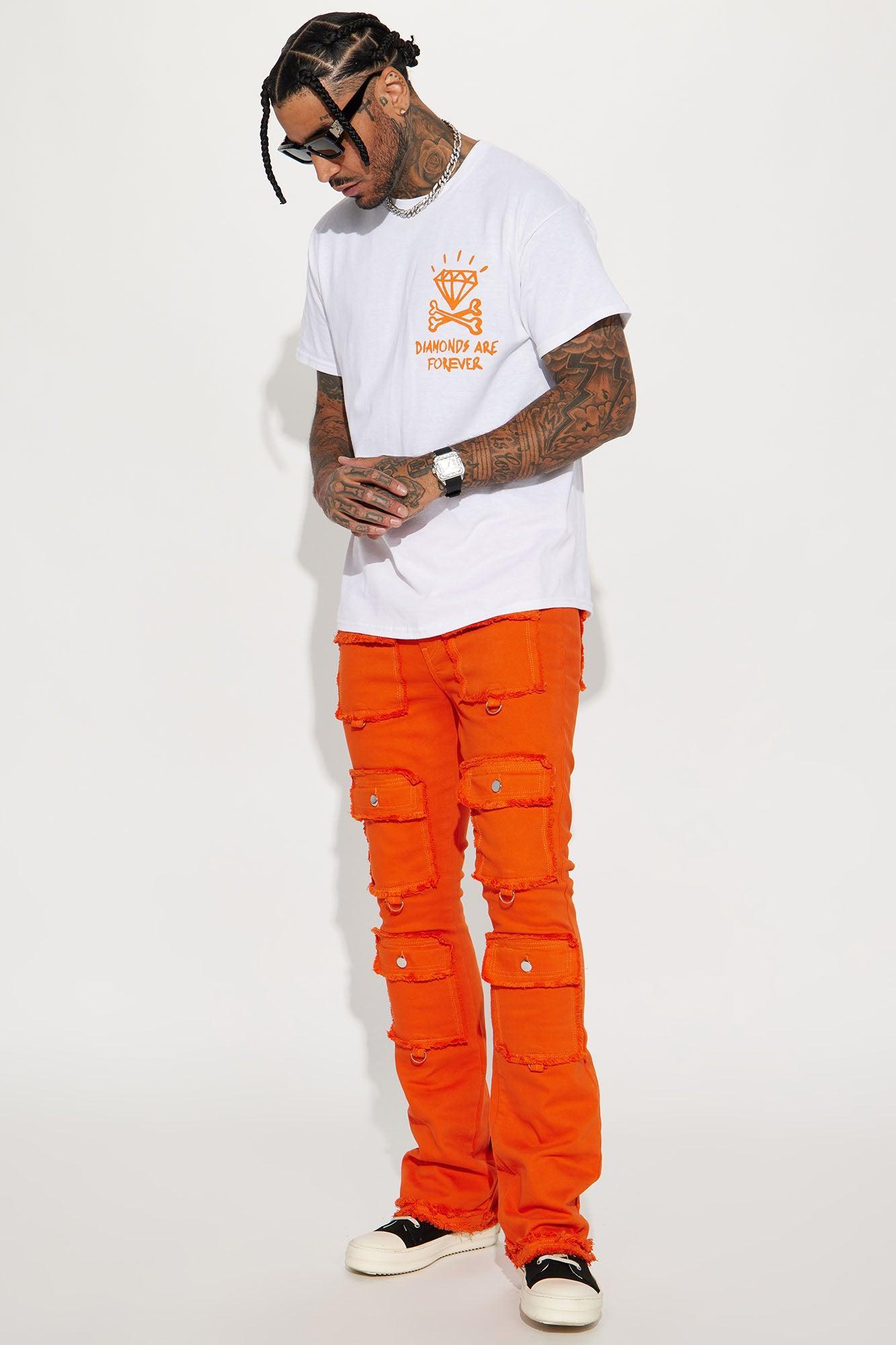 Fit Check Stacked Skinny Flared Pants - Orange Product Image