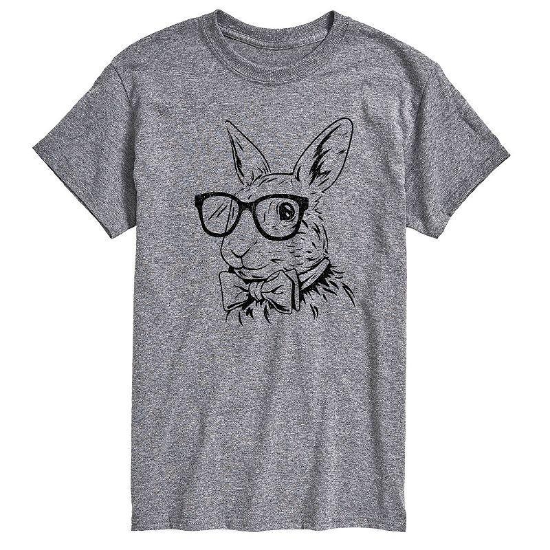 Men's Bunny Bow Tie Graphic Tee, Size: Medium, Grey Gray Product Image