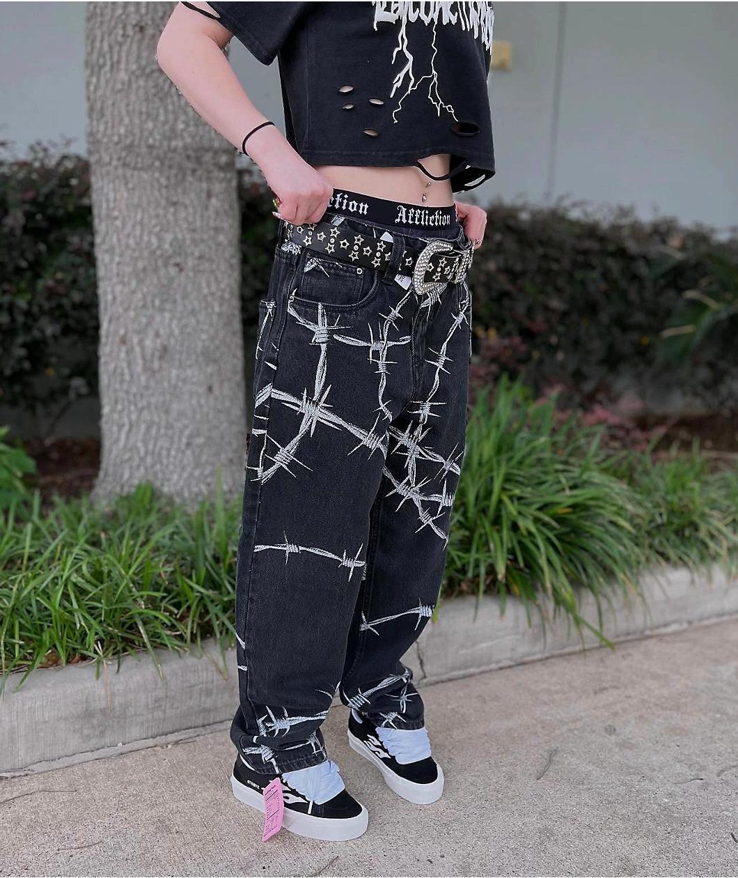 Broken Promises Wired Black Denim Jeans Product Image