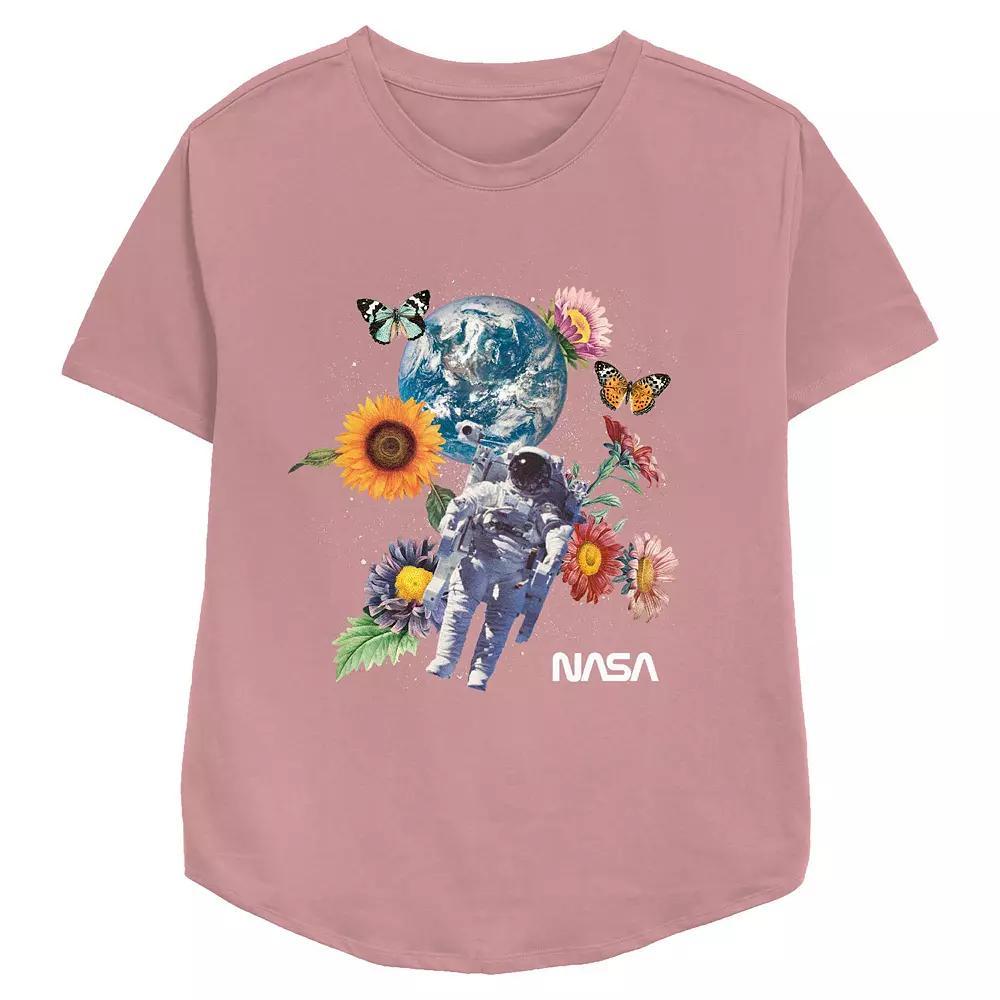 Women's Nasa Spring Inspired Space Relaxed Fit Graphic Tee, Size: XXL, Pink Product Image