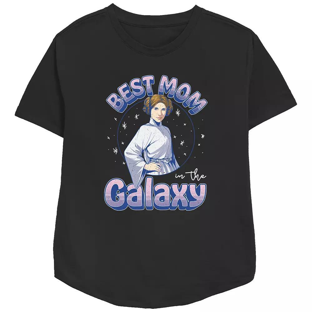 Women's Star Wars Princess Leia Best Mom In The Galaxy Relaxed Fit Graphic Tee, Size: Medium, Black Product Image