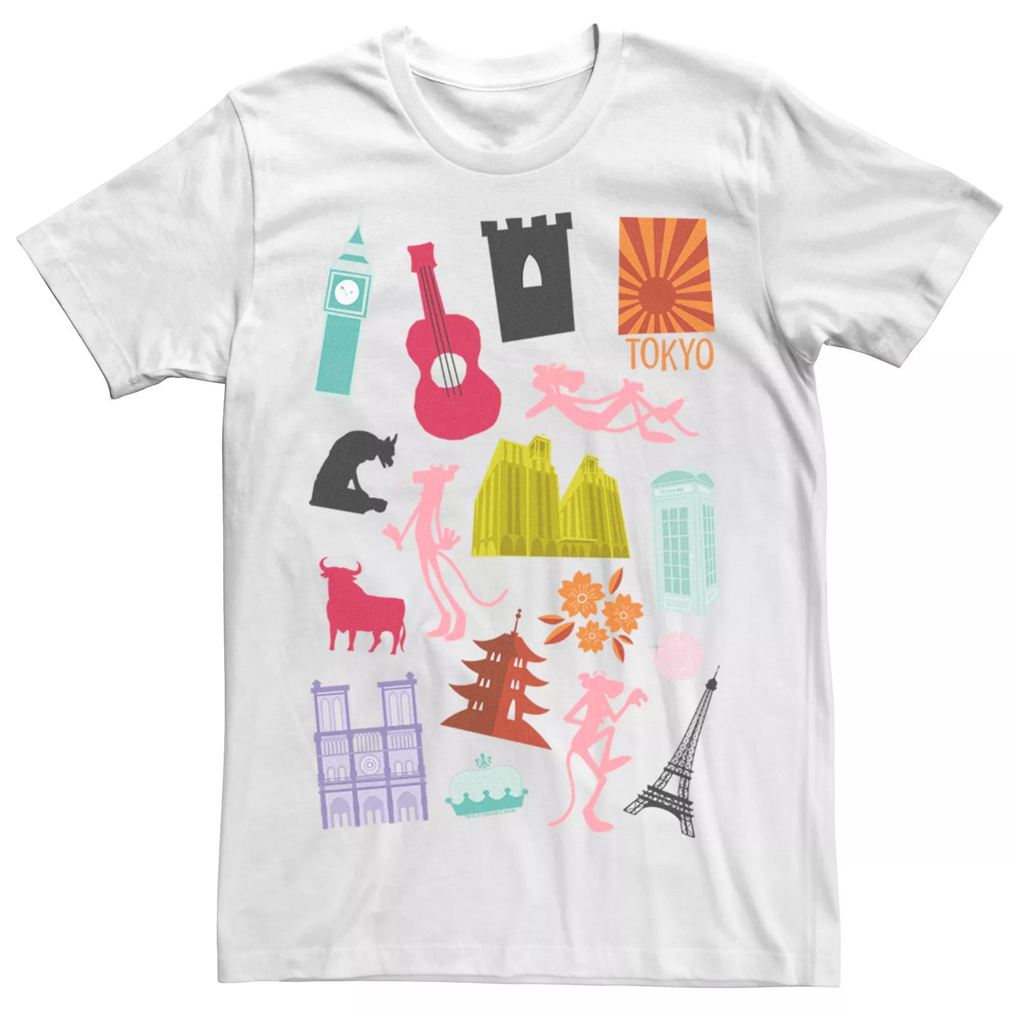 Men's Pink Panther Around The World Tee, Size: XXL, White Product Image