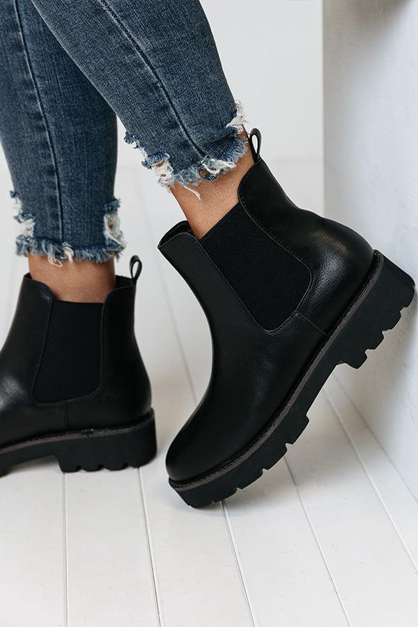 The Jaxon Faux Leather Boot in Black Product Image
