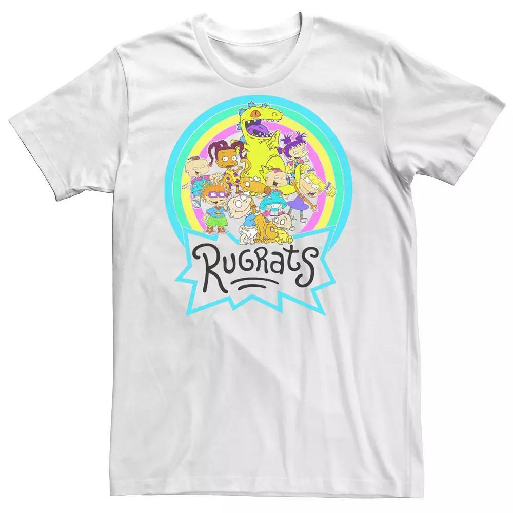 Men's Rugrats Neon Circle Rainbow Group Tee, Size: Large, White Product Image