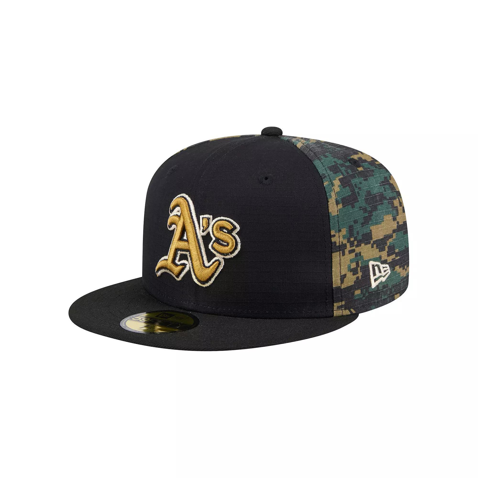Men's New Era Black Oakland Athletics Digi Camo 59FIFTY Fitted Hat, Size: 7 1/2 Product Image