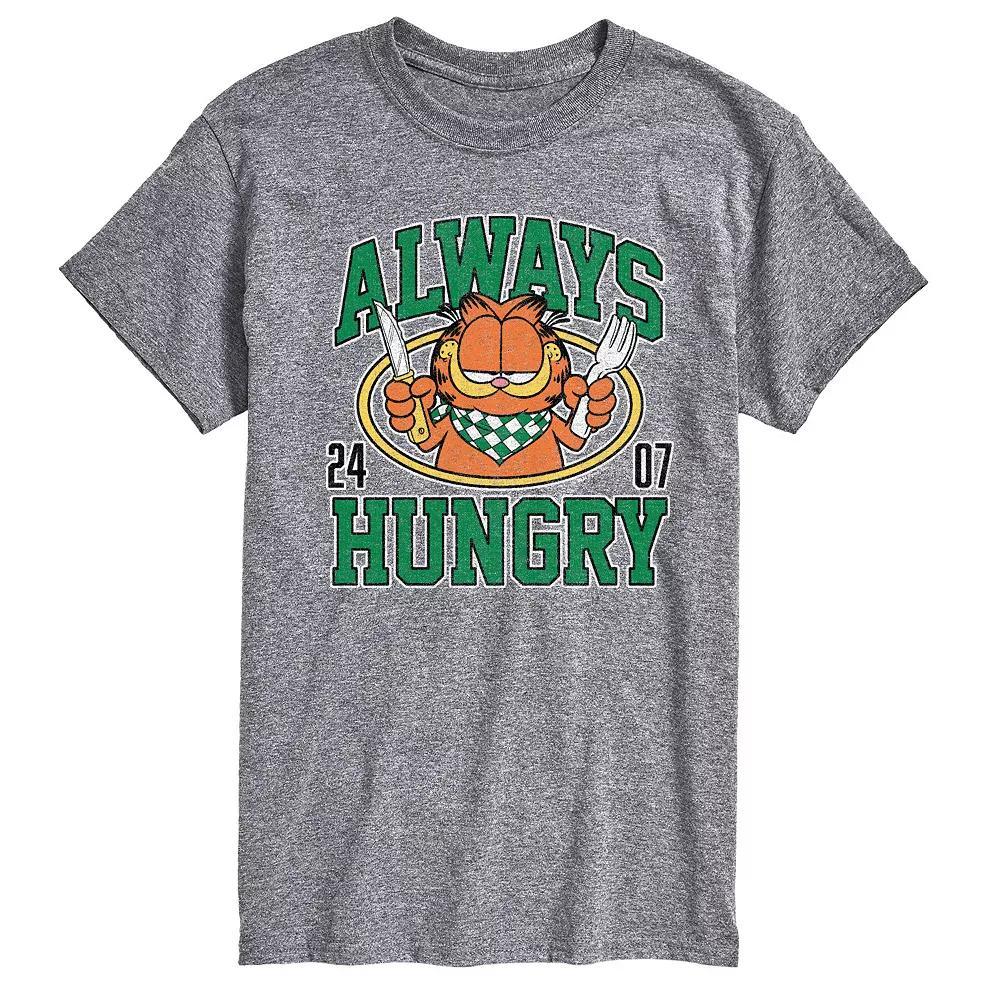 Mens Garfield Always Hungry Graphic Tee Grey Gray Product Image
