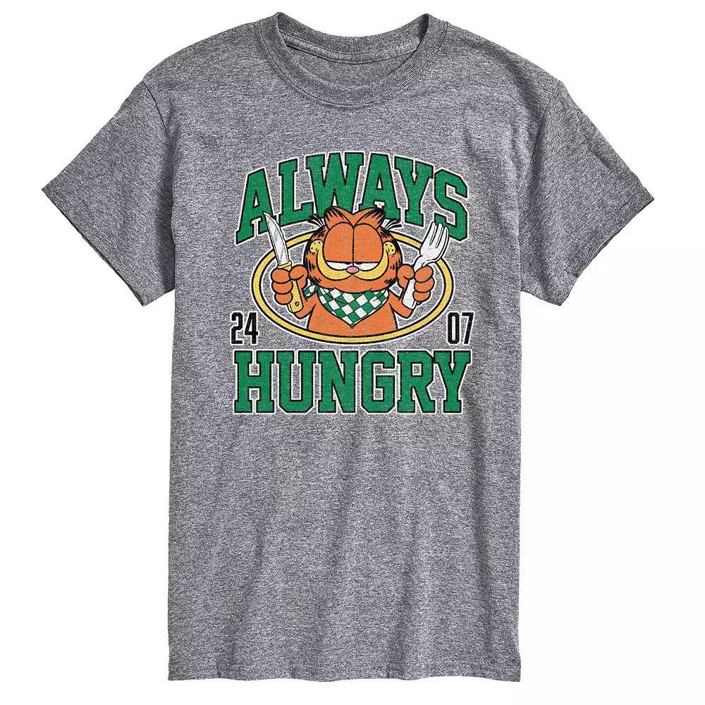 Mens Garfield Always Hungry Graphic Tee Grey Gray Product Image