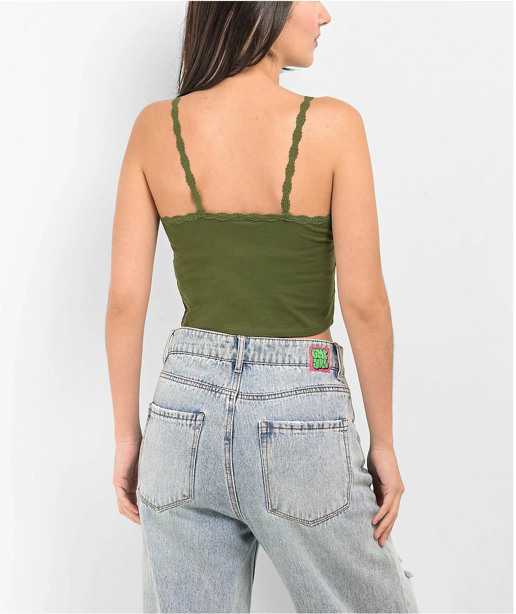 Zine Berry Green Crop Tank Top Product Image
