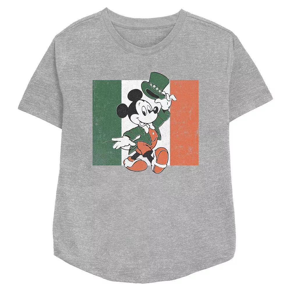 Disney's Mickey Mouse Ireland Flag Women's Relaxed Fit Graphic Tee, Size: Medium, Athletic Grey Product Image