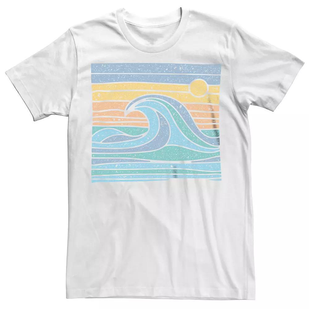 Men's Waves Sunset Lines Box Graphic Tee, Size: XL, White Product Image