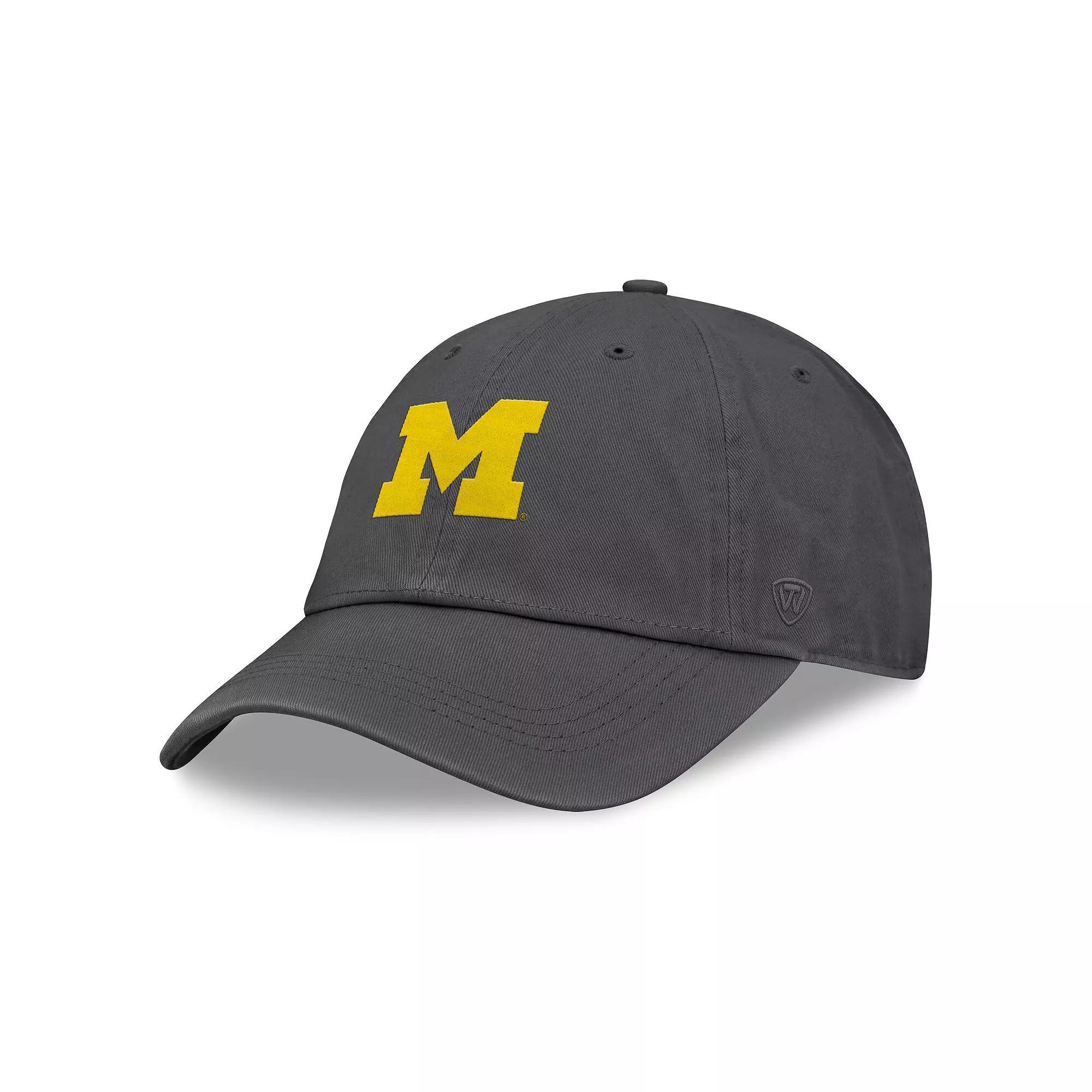 Men's Top of the World Heather Charcoal Michigan Wolverines Team Logo Washed Adjustable Hat Product Image