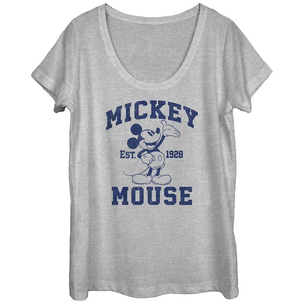 Disney's Mickey Mouse Since 1928 Scoop Neck Juniors' Graphic Tee, Women's, Size: Medium, Athletic Grey Product Image