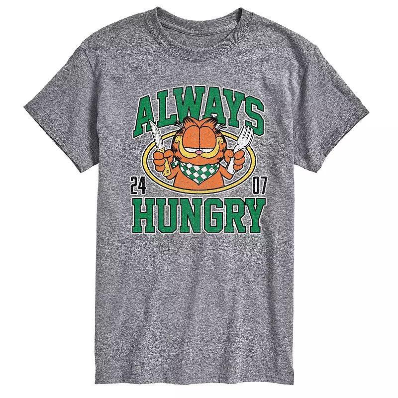Mens Garfield Always Hungry Graphic Tee Grey Gray Product Image