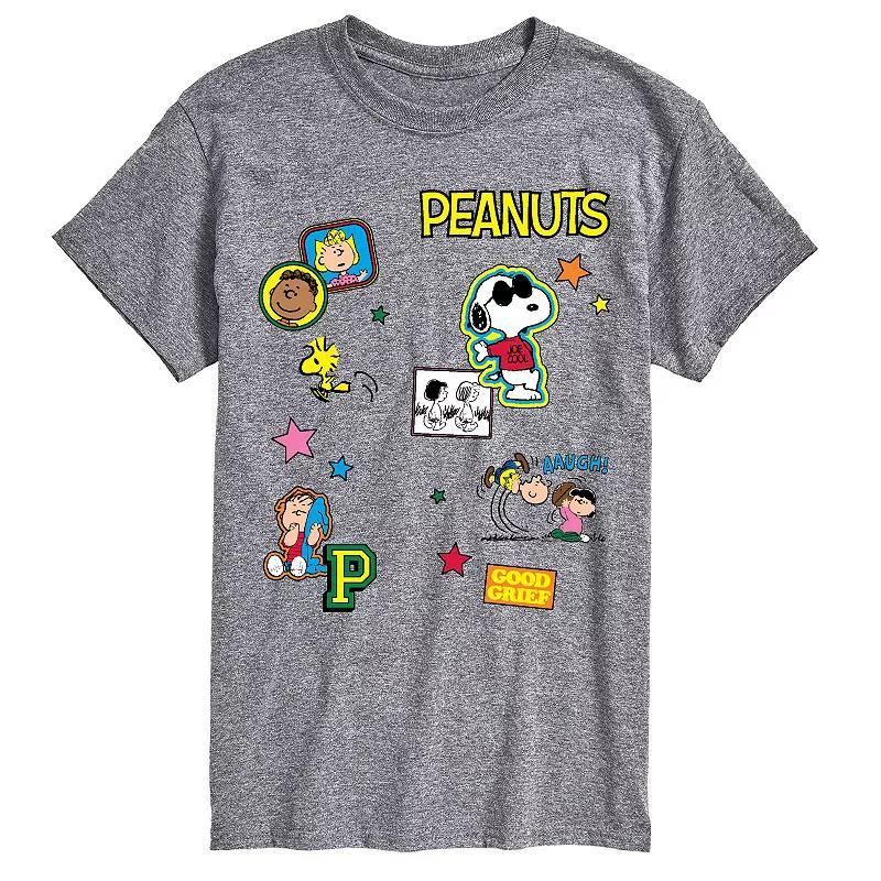 Big & Tall Peanuts Sticker Collage Graphic Tee, Mens Grey Gray Product Image