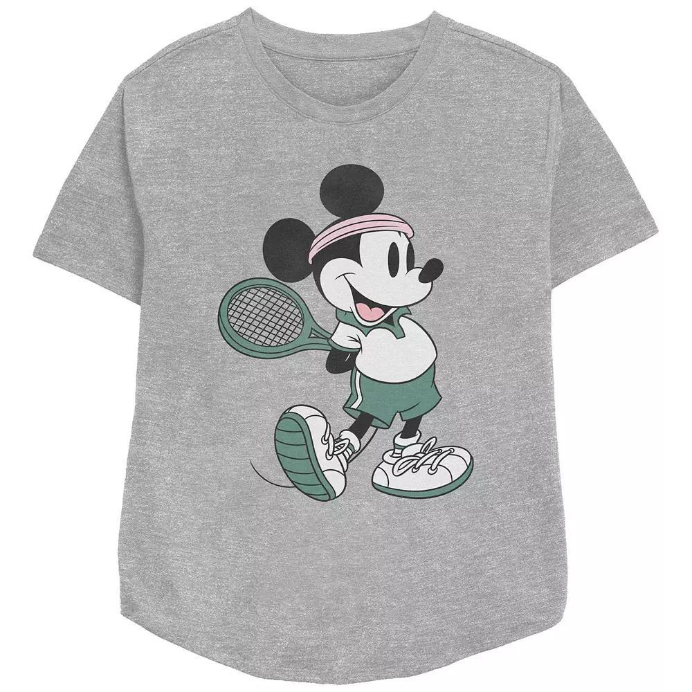 Disney's Mickey Mouse Vintage Tennis Player Women's Relaxed Fit Graphic Tee, Size: Medium, Athletic Grey Product Image
