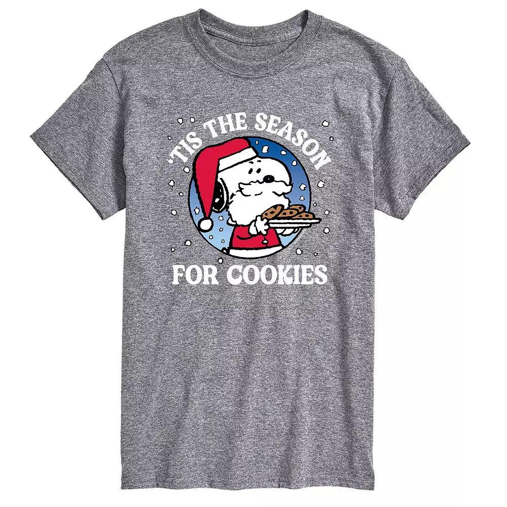 Men's Peanuts Tis The Season Cookies Tee, Size: Medium, Gray Product Image