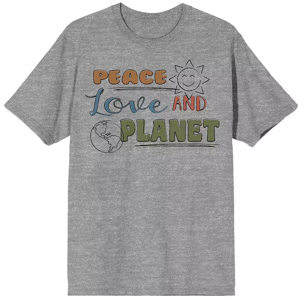 Men's Positive Vibes Peace Love Tee, Size: Large, Gray Product Image