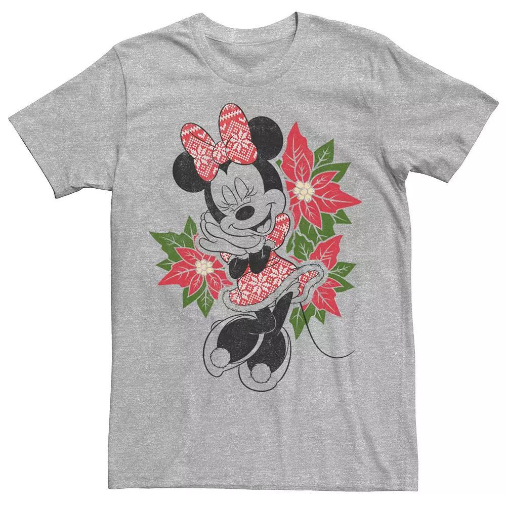 Disney's Minnie Mouse Holiday Floral Christmas Portrait Men's Tee, Size: XL, Athletic Grey Product Image