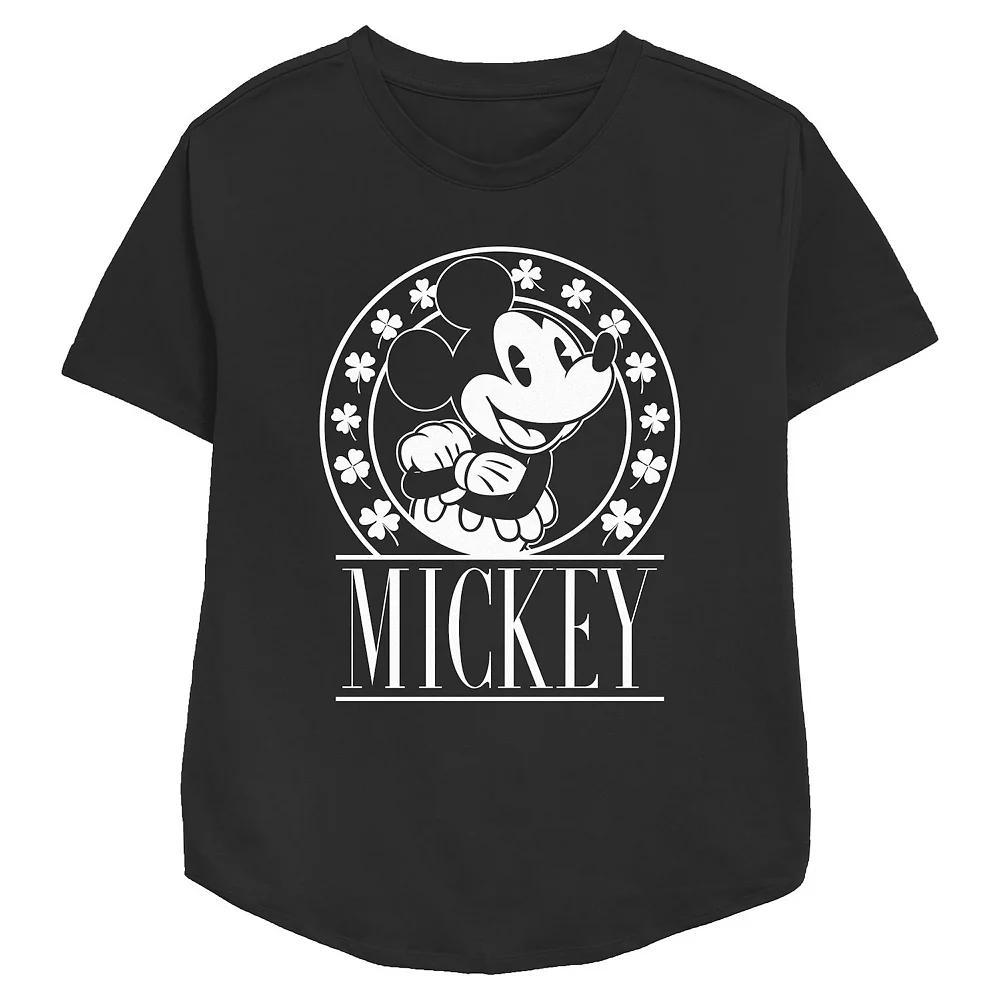 Disney's Mickey Mouse Lucky Stamp Women's Relaxed Fit Graphic Tee, Size: Medium, Black Product Image
