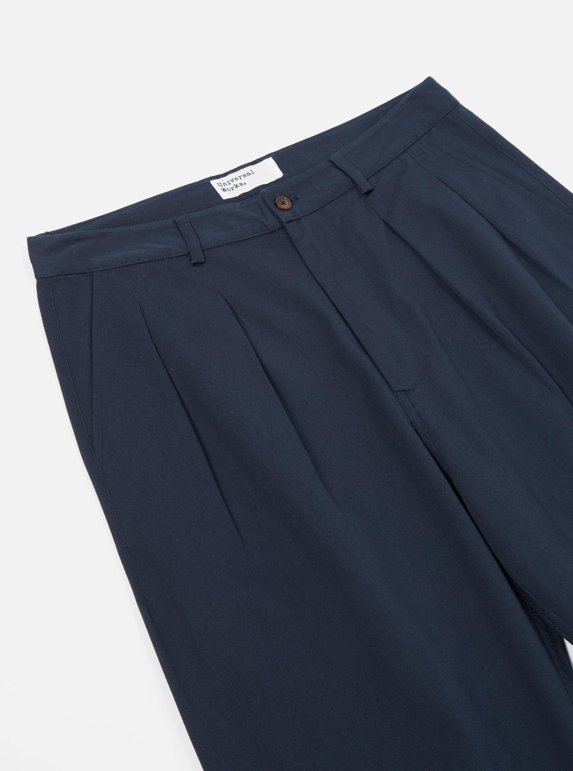 Universal Works Double Pleat Pant in Black Twill Product Image