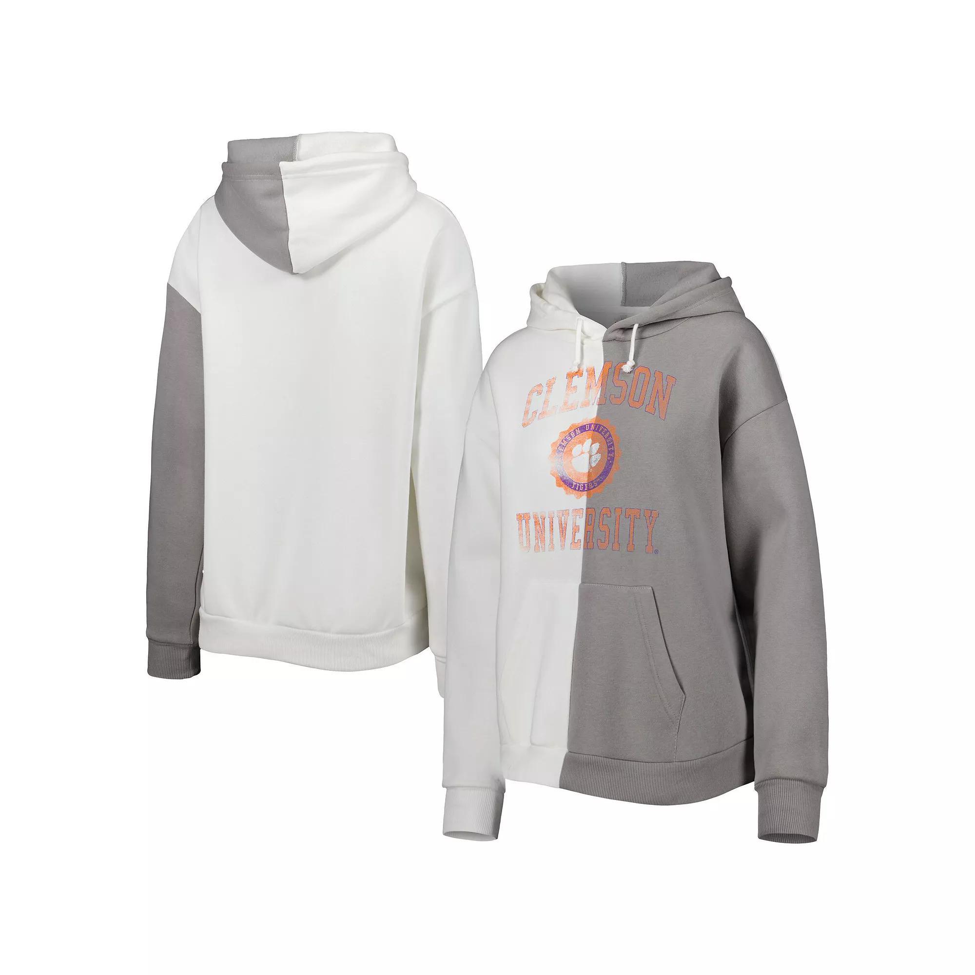 Women's Gameday Couture Gray/White Clemson Tigers Split Pullover Hoodie, Size: 2XL Product Image