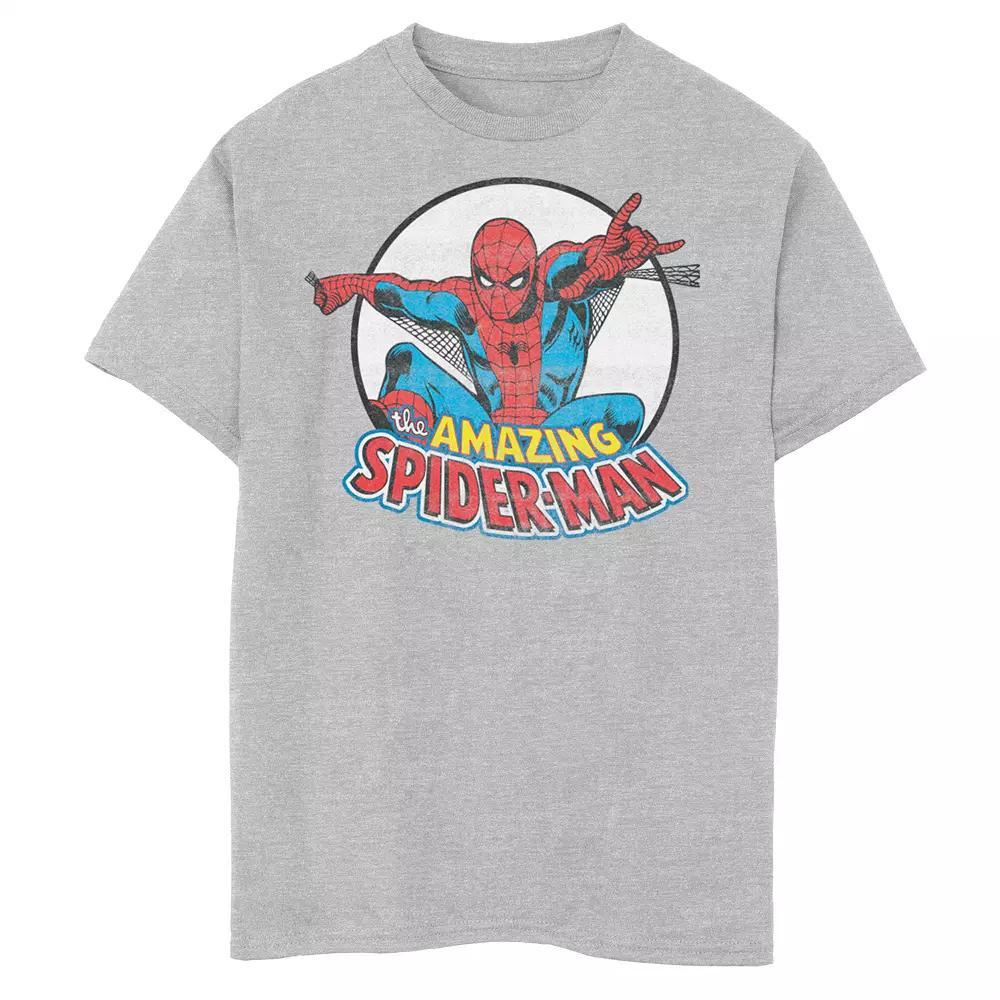 Boy's Flying Spider-Man Crew Tee, Size: XL, Athletic Grey Product Image