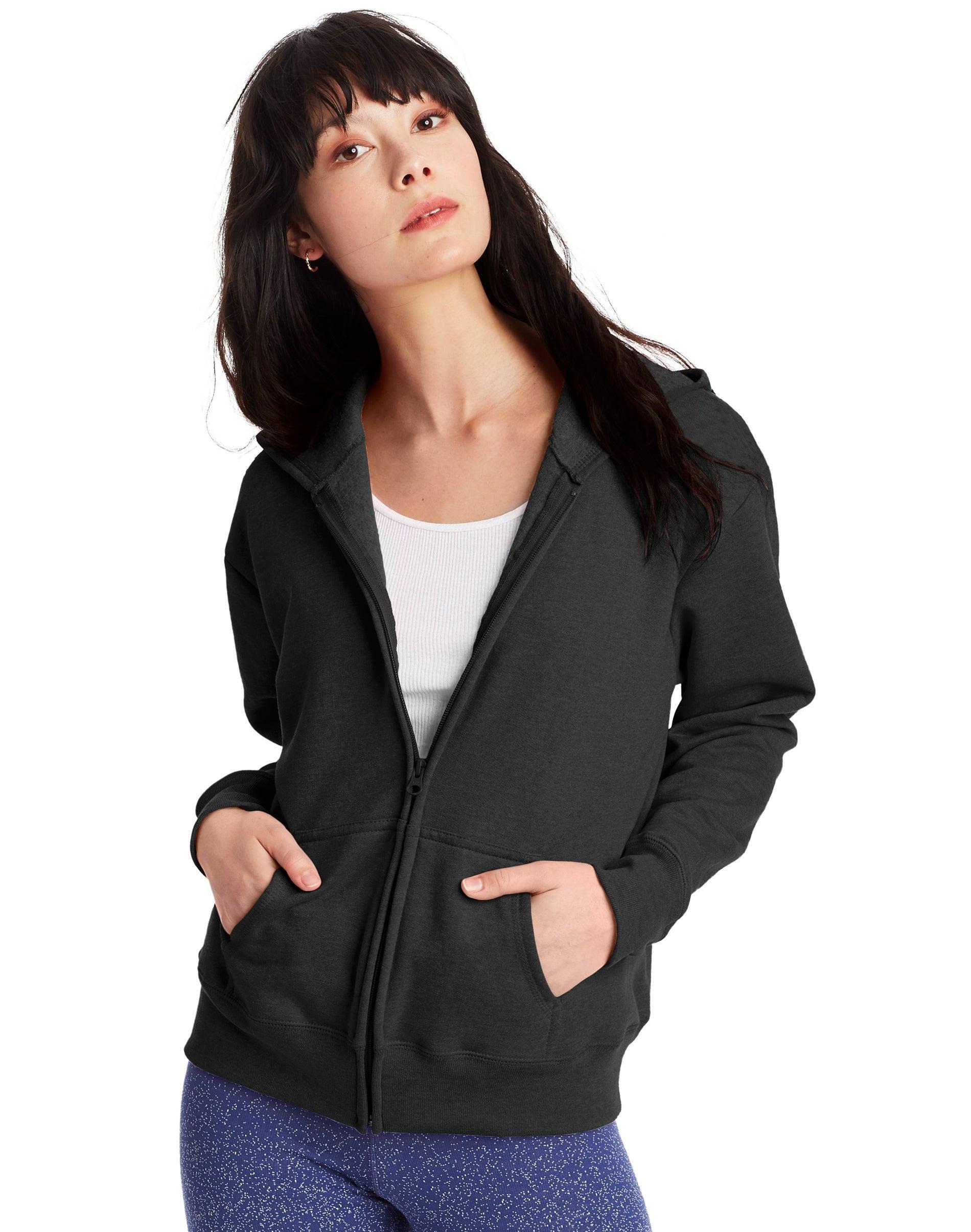 Hanes EcoSmart Womens Full-Zip Fleece Hoodie White S Product Image