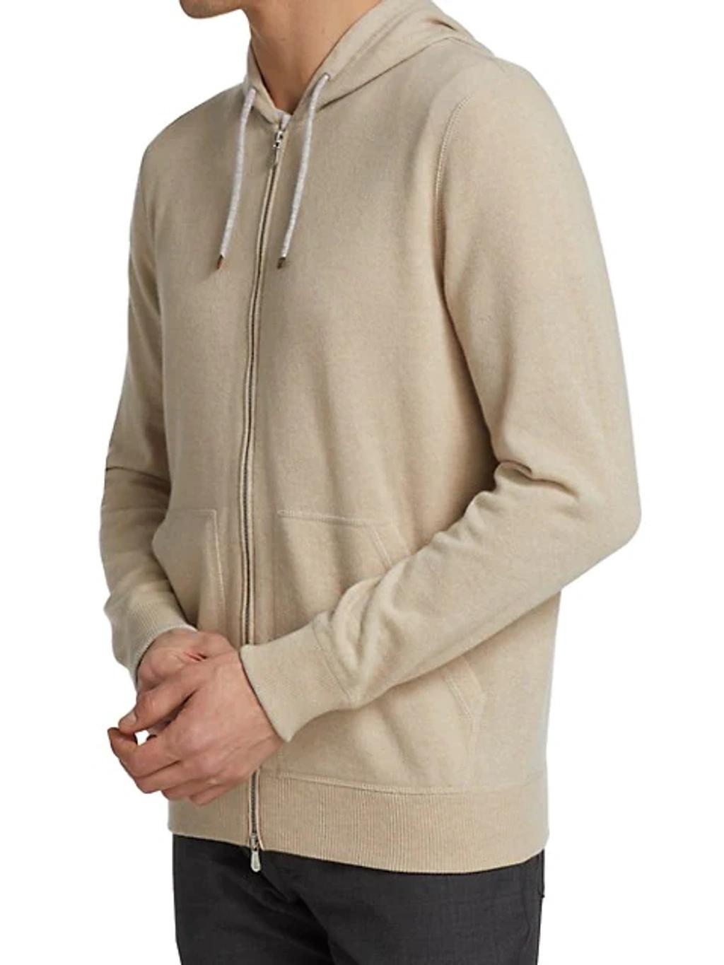 BRUNELLO CUCINELLI Cashmere Drawstring Zip-up Hoodie In Sand Product Image